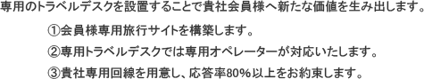 専用のトラベルデスクを設置することで貴社会員様へ新たな価値を生み出します。